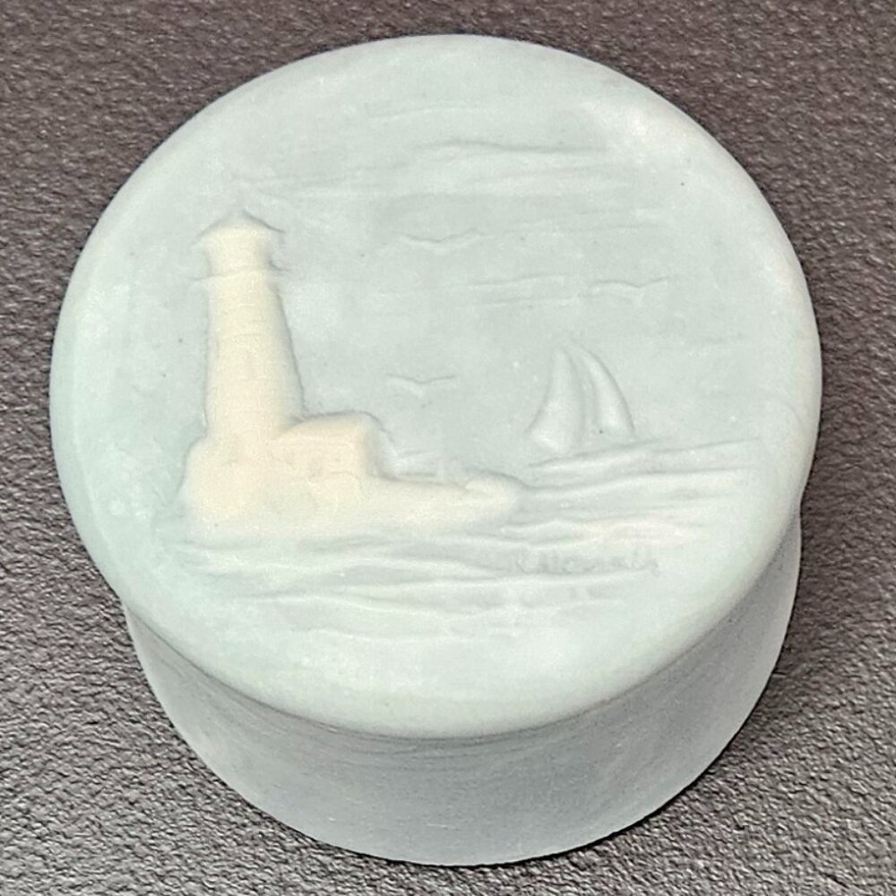 Design Gifts Intern"l Inc. Incolay/Soapstone Trinket Box- Lighthouse-Sailboat